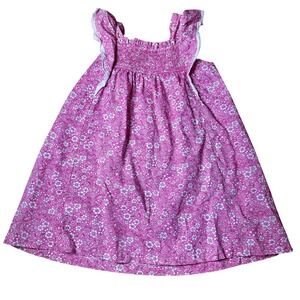 Baby Gap Floral Dress Kids 4 Years Pink Excellent Smocked Ruffle Lace Trim